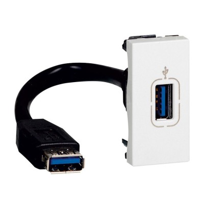 MOSAIC PRISE USB 2.0 FEMELLE PRECONNECTORISEE 1M BLANC
