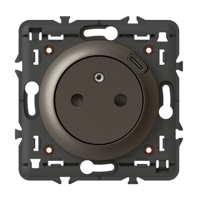 CELIANE GRAPHITE PC 2P+T 16A + USB type C BORNES AUTO Méca+Enjo+Suppo
