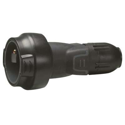 FICHE F.CAOUTCHOUC 2P+T 16A A VERROUILLAGE BORNES AUTO + SERRE-CABLE 